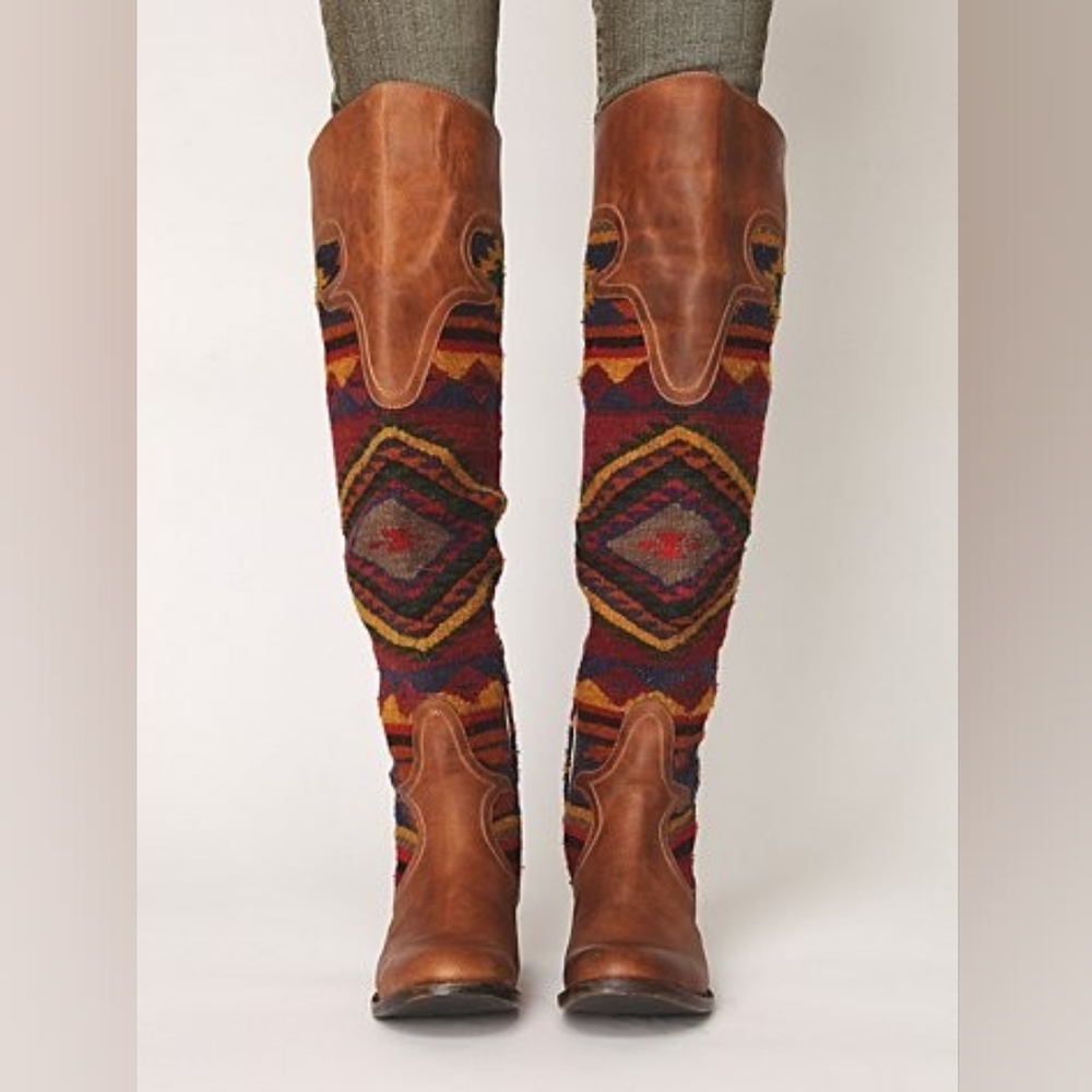 Colorful Patterned Knee-High Boots - Picture 5 of 16
